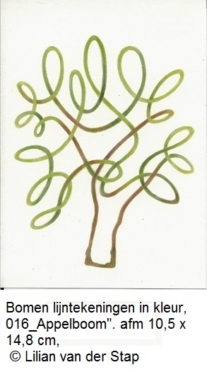 Bomen lijntekeningen in kleur, 016_Appelboom