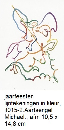 jaarfeesten lijntekeningen in kleur, jf015-2.Aartsengel Michaël.