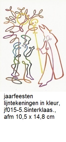 jaarfeesten lijntekeningen in kleur, jf015-5.Sinterklaas.